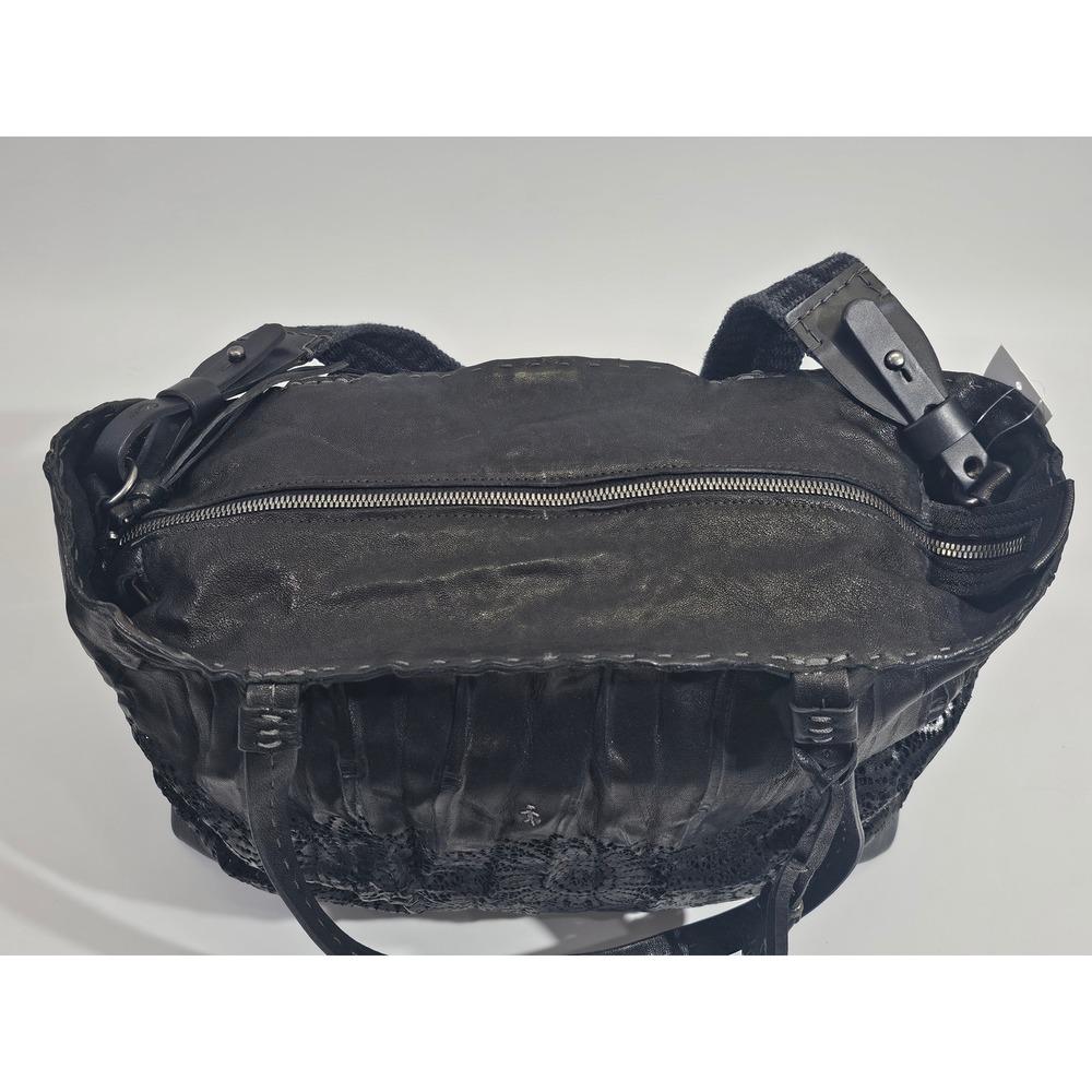 Henry Beguelin Large Tote Bag Black Pierced Leather Shoulder Handbag Italy NEW - Picture 9 of 12